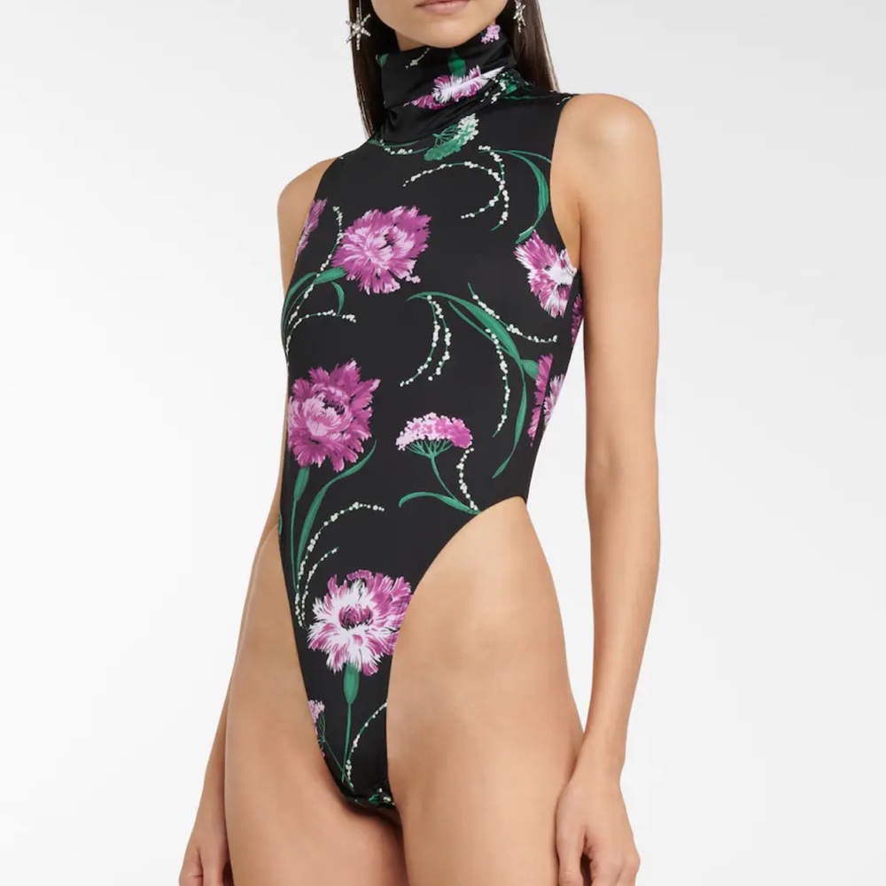 Rodarte Black Floral Bodysuit